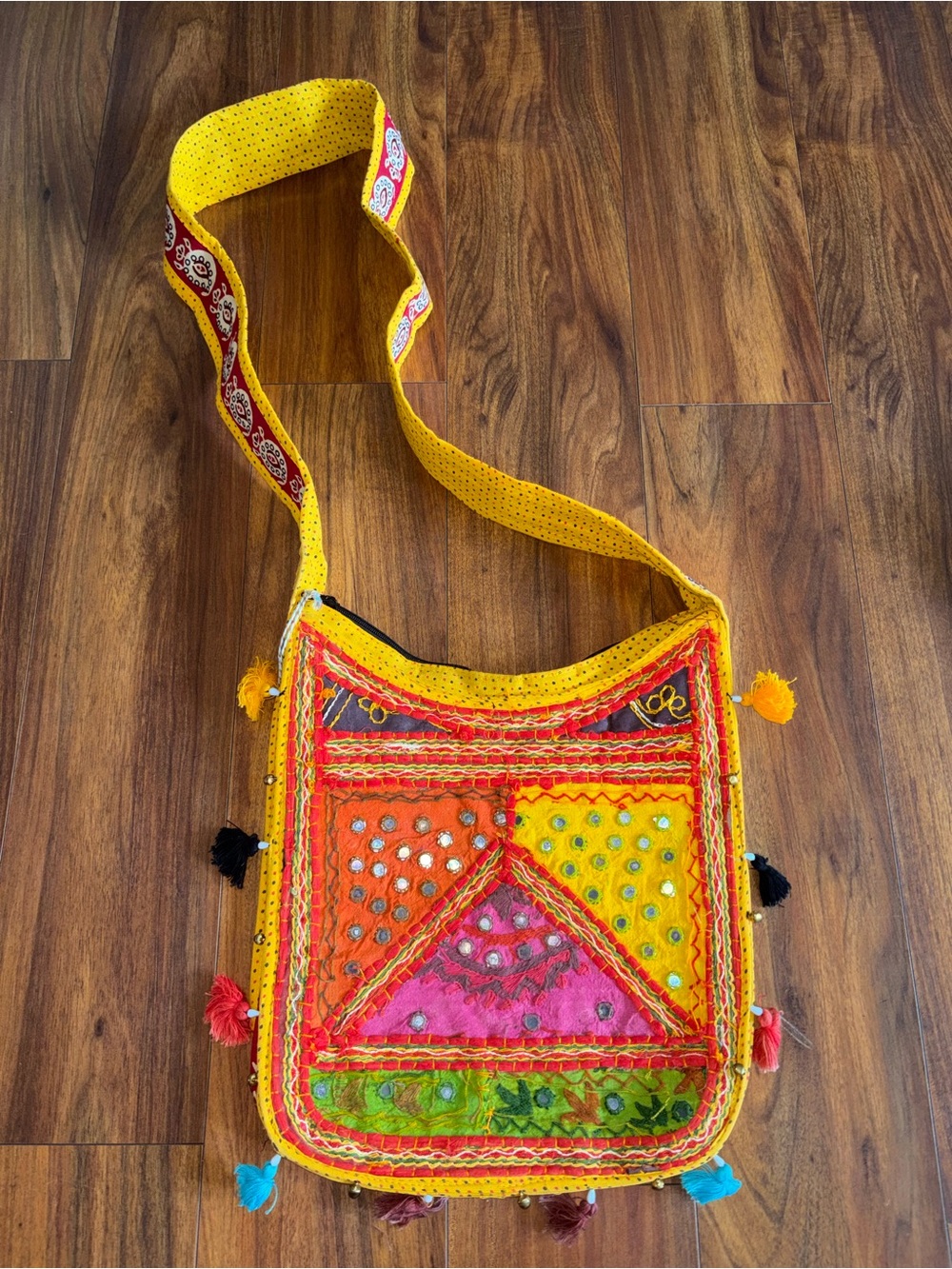 Multicolor Embroidered Boho Crossbody Bag